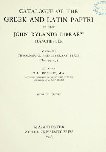 rylands papyri vol 3